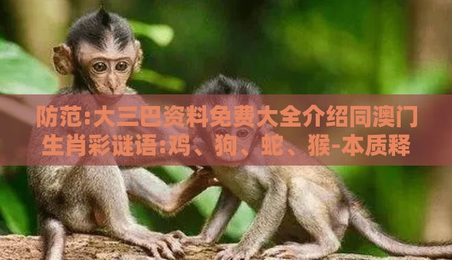 防范:大三巴资料免费大全介绍同澳门生肖彩谜语:鸡、狗、蛇、猴-本质释义、专家解读解释与落实,防范不实的假营销